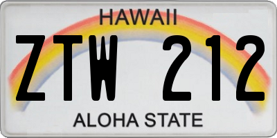 HI license plate ZTW212