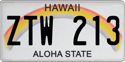 HI license plate ZTW213