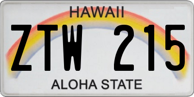HI license plate ZTW215