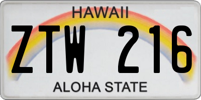 HI license plate ZTW216