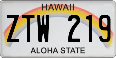 HI license plate ZTW219