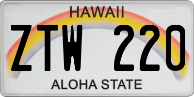HI license plate ZTW220