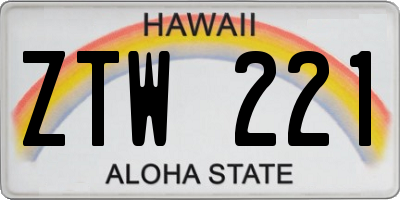 HI license plate ZTW221
