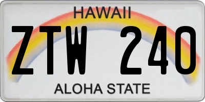 HI license plate ZTW240