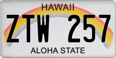 HI license plate ZTW257