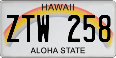 HI license plate ZTW258