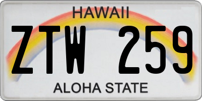HI license plate ZTW259