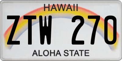 HI license plate ZTW270