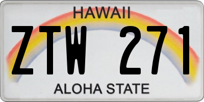 HI license plate ZTW271