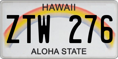 HI license plate ZTW276