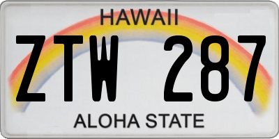 HI license plate ZTW287