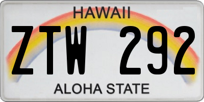 HI license plate ZTW292