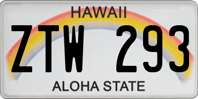HI license plate ZTW293