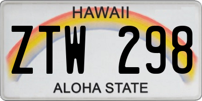 HI license plate ZTW298