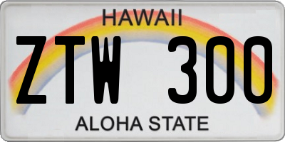 HI license plate ZTW300