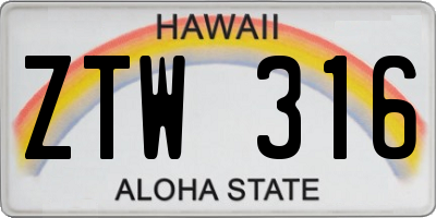 HI license plate ZTW316