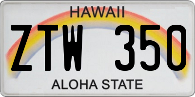 HI license plate ZTW350