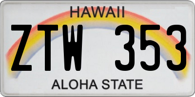 HI license plate ZTW353
