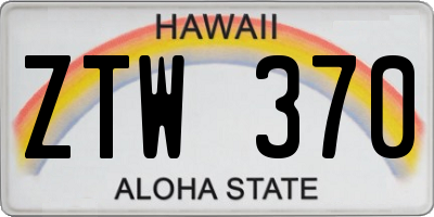 HI license plate ZTW370