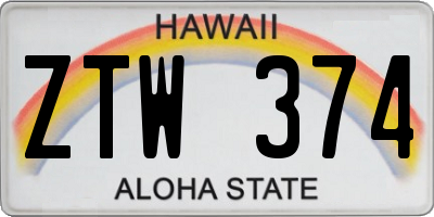 HI license plate ZTW374
