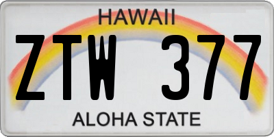HI license plate ZTW377