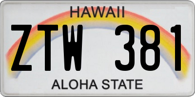 HI license plate ZTW381