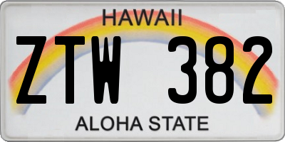 HI license plate ZTW382