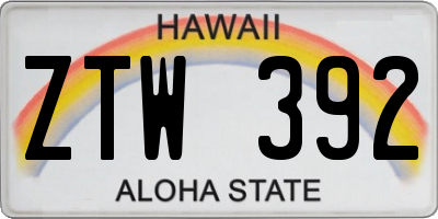 HI license plate ZTW392