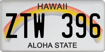 HI license plate ZTW396