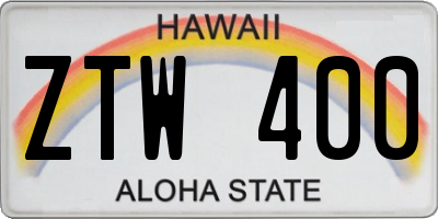 HI license plate ZTW400