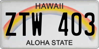 HI license plate ZTW403