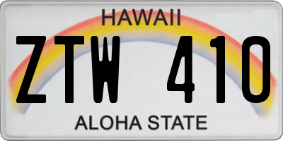 HI license plate ZTW410