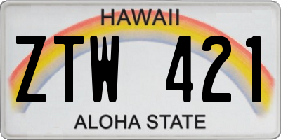 HI license plate ZTW421