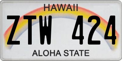HI license plate ZTW424