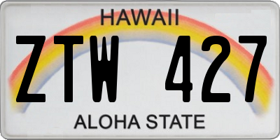 HI license plate ZTW427