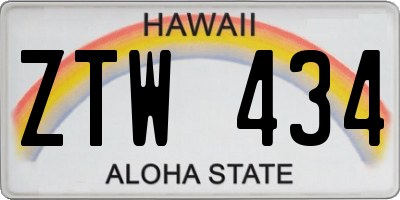 HI license plate ZTW434