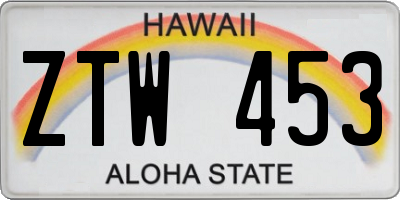 HI license plate ZTW453