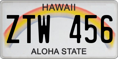 HI license plate ZTW456