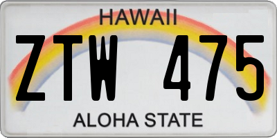 HI license plate ZTW475