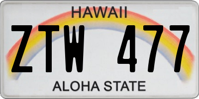 HI license plate ZTW477
