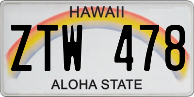 HI license plate ZTW478