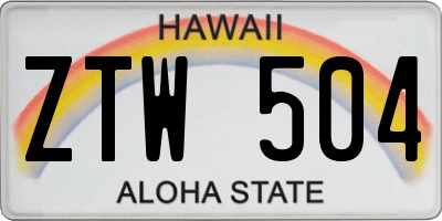 HI license plate ZTW504