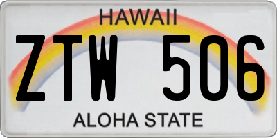 HI license plate ZTW506
