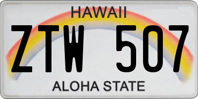 HI license plate ZTW507