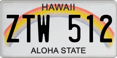 HI license plate ZTW512