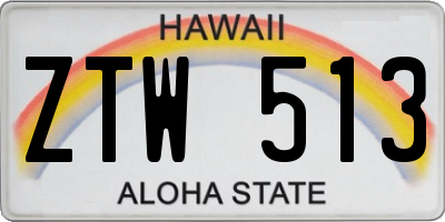 HI license plate ZTW513