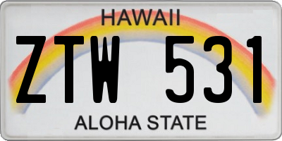 HI license plate ZTW531