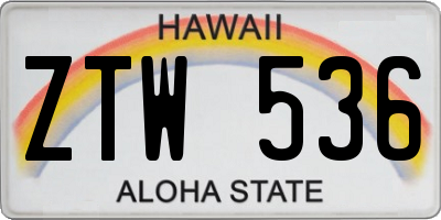 HI license plate ZTW536