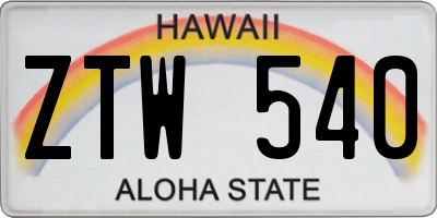 HI license plate ZTW540