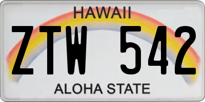 HI license plate ZTW542